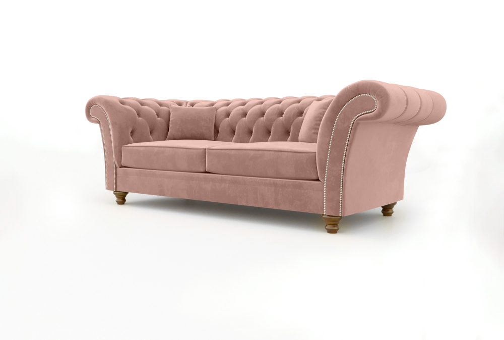 Chesterfield Leicester Sofa-3 Seater -Velvet-Beech