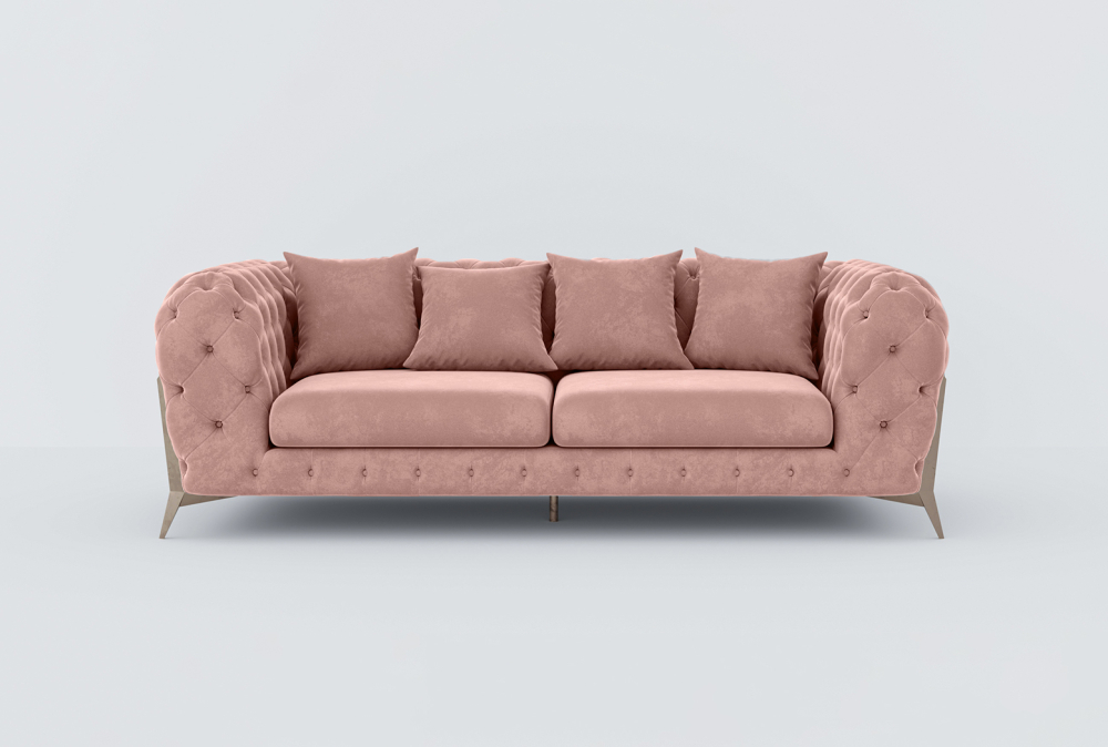 Augsburg Sofa-Velvet-3 Seater -Beech