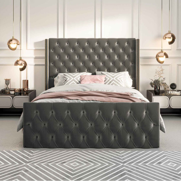 Birmingham Grey Chesterfield Bed