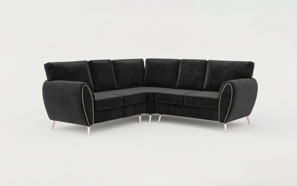 Derby Club Corner Sofa-corner-Velvet-Black