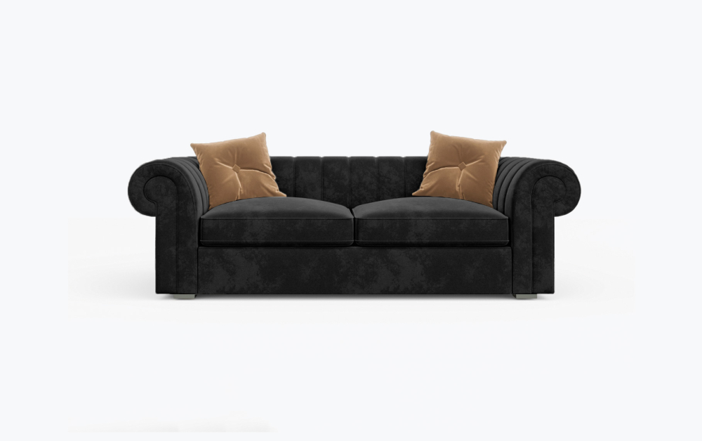 Hereford Chesterfield Sofa-3 Seater -Wool-Black