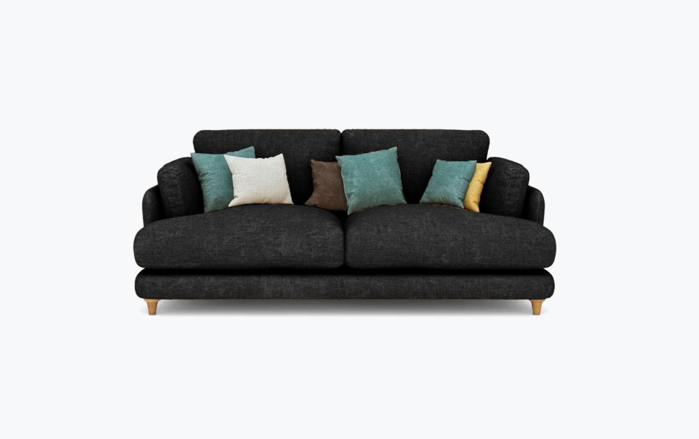 Fleecy Sofa-3 Seater -Velvet-Black