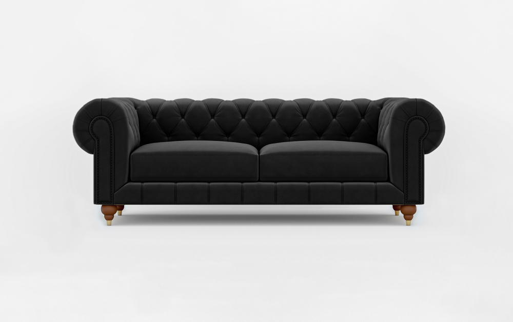 Dumfries Chesterfield Sofa-1 Seater -Velvet-Black