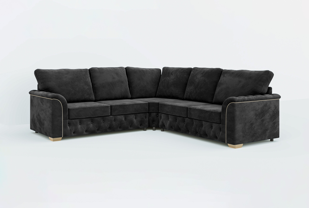 Coventry Club Corner Sofa-Velvet-Corner-Black