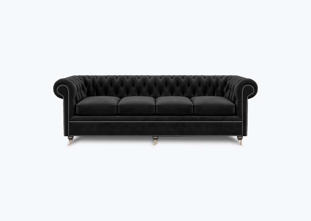 Livingston Chesterfield Sofa-3 Seater -Velvet-Black