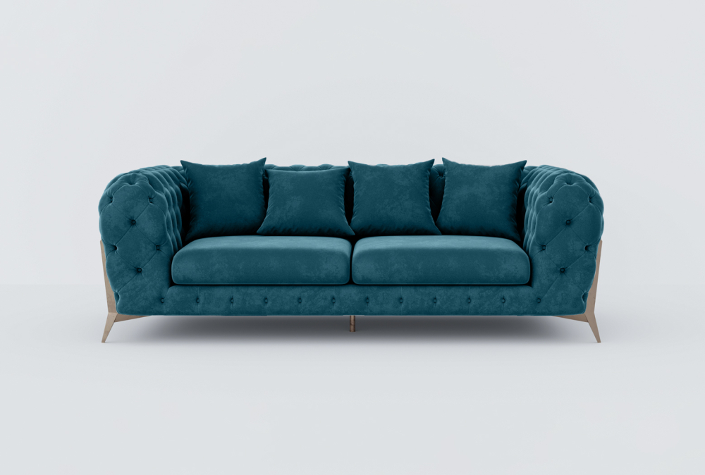 Augsburg Sofa-Velvet-3 Seater -Blue
