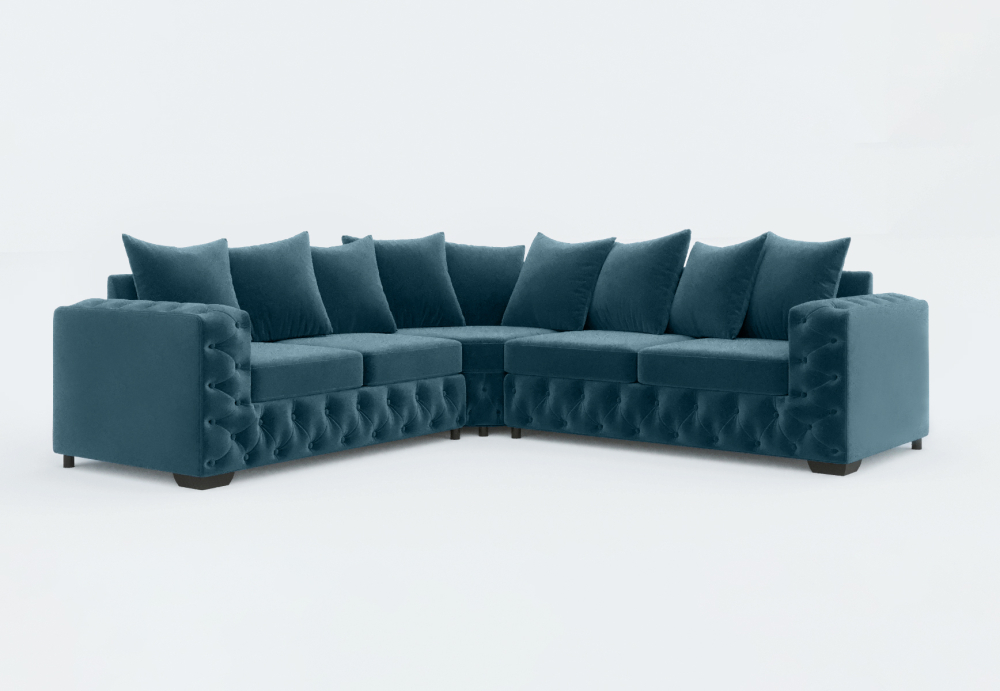 Sheffield Classic Corner Sofa-Velvet-Blue