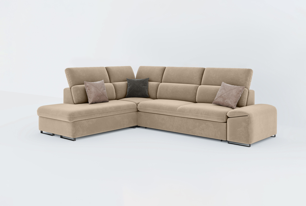 Chelmsford Sofa Combed With Storage -Velvet-Brown