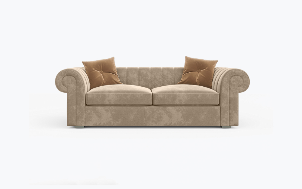 Hereford Chesterfield Sofa-3 Seater -Wool-Brown