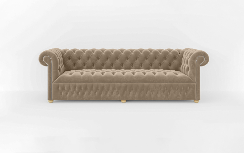 Dunstable Green Sofa-Velvet-3 Seater -Brown