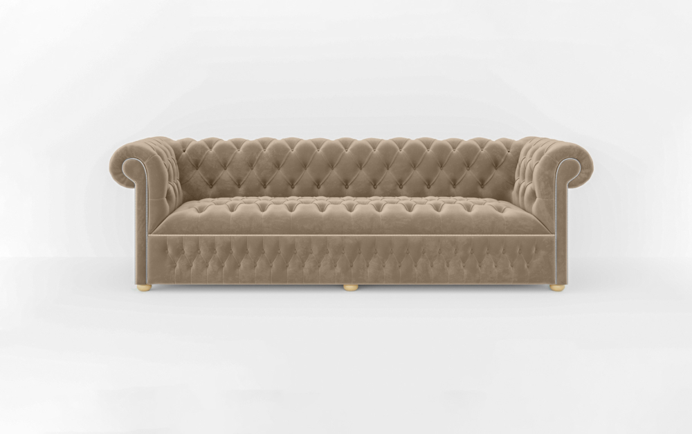 Dustantable Chesterfield 3 Seated Sofa-3 Seater -Velvet-Brown