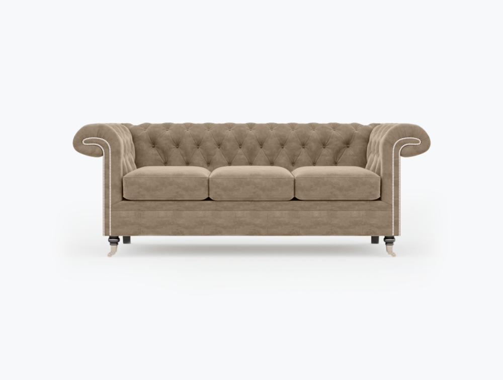 Nottingham Sofa-3 Seater -Velvet-Brown