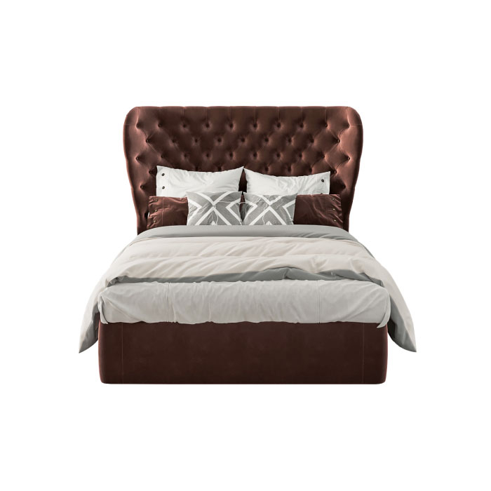 Cambridge Maroon Velvet Wing Headboard Bed