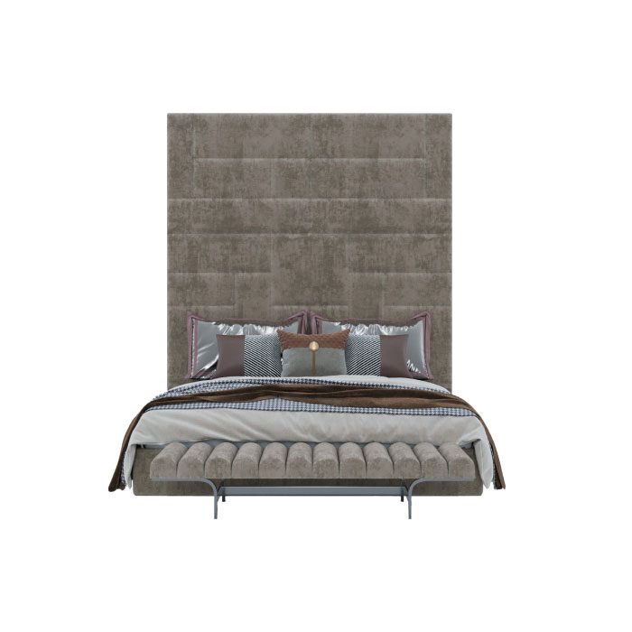 Columbus Grey Long Headboard Bed