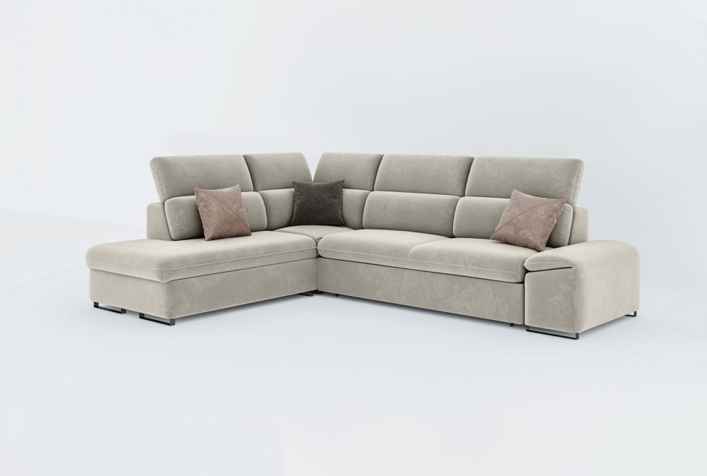 Chelmsford Sofa Combed With Storage -Velvet-Cream