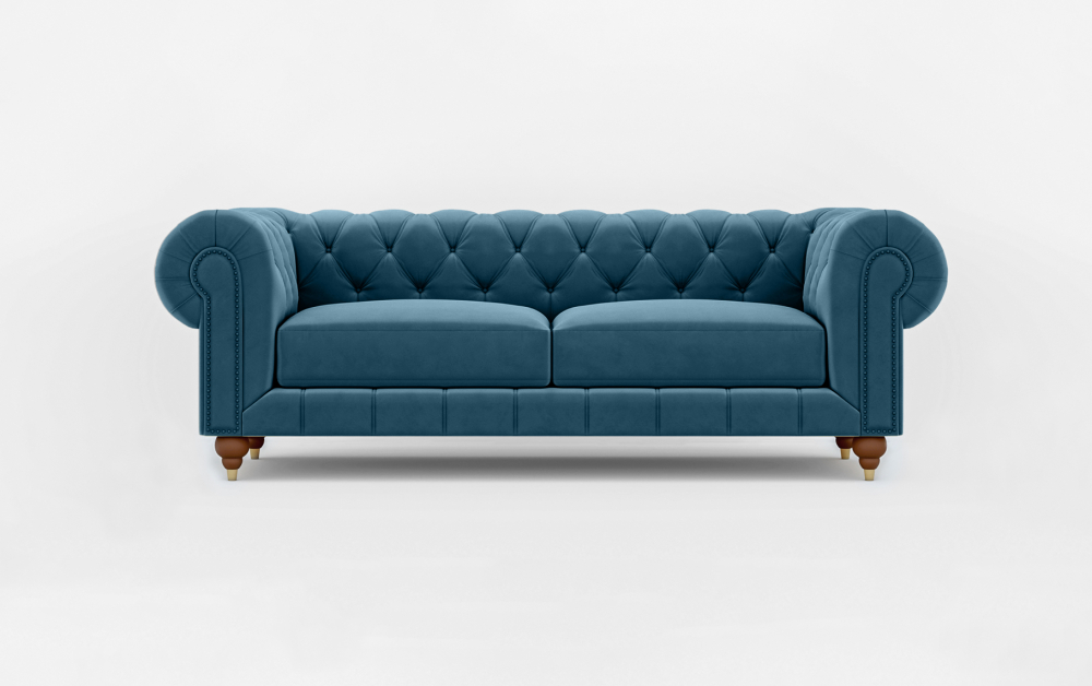 Dumfries Chesterfield Sofa-3 Seater -Velvet-Blue
