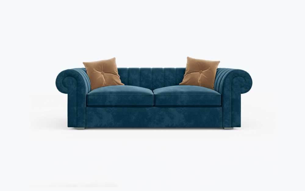 Hereford Chesterfield Sofa-3 Seater -Wool-Blue