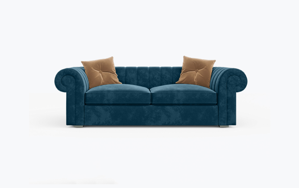 Hereford Chesterfield Sofa-3 Seater -Wool-Blue