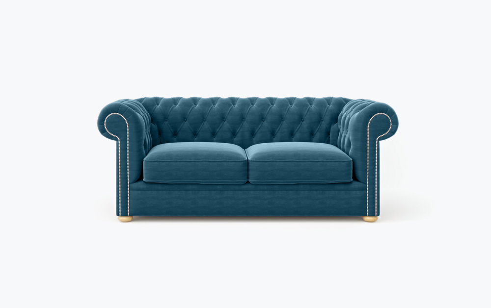 Liverpool Chesterfield Sofa-3 Seater -Wool-Blue