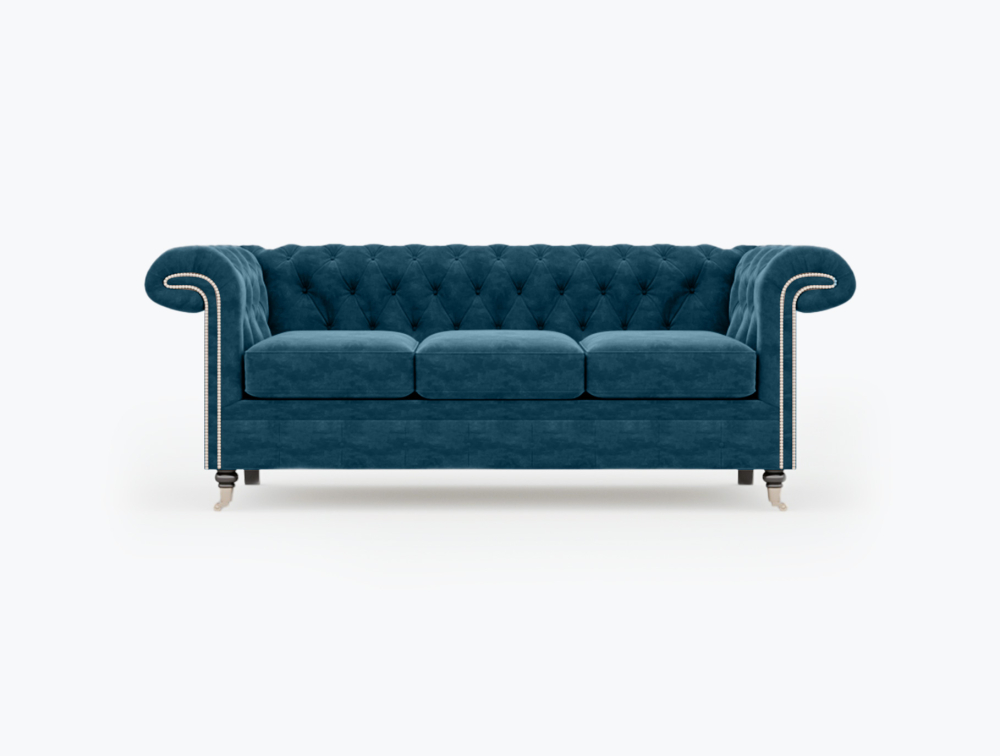 Nottingham Sofa-3 Seater -Velvet-Blue