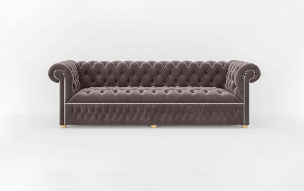 Dustantable Chesterfield 3 Seated Sofa-3 Seater -Velvet-Grape