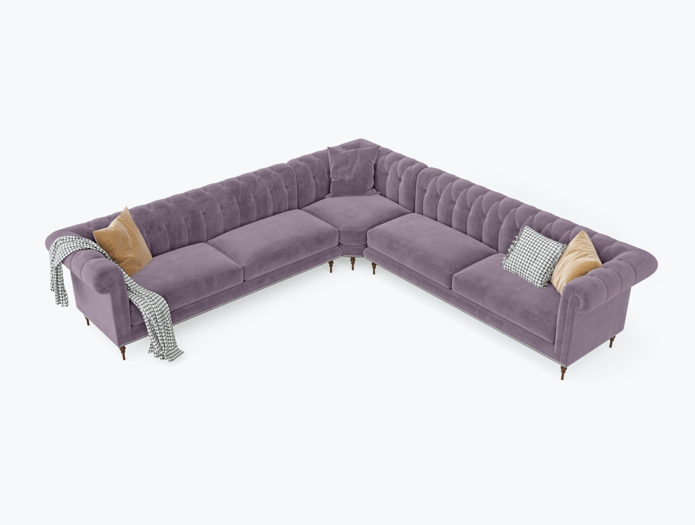 Phoenix corner Sofa-Corner-Velvet-Grape