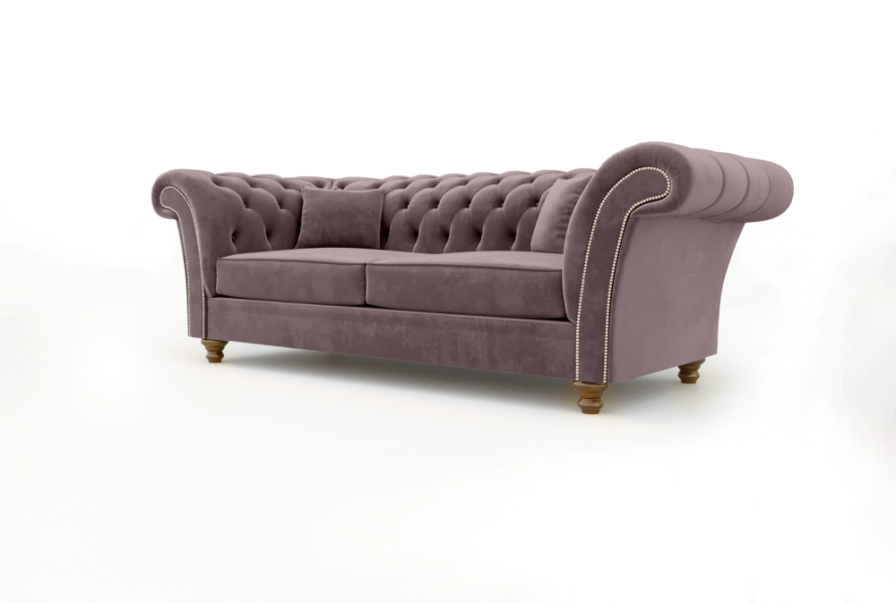 Chesterfield Leicester Sofa-3 Seater -Velvet-Grape