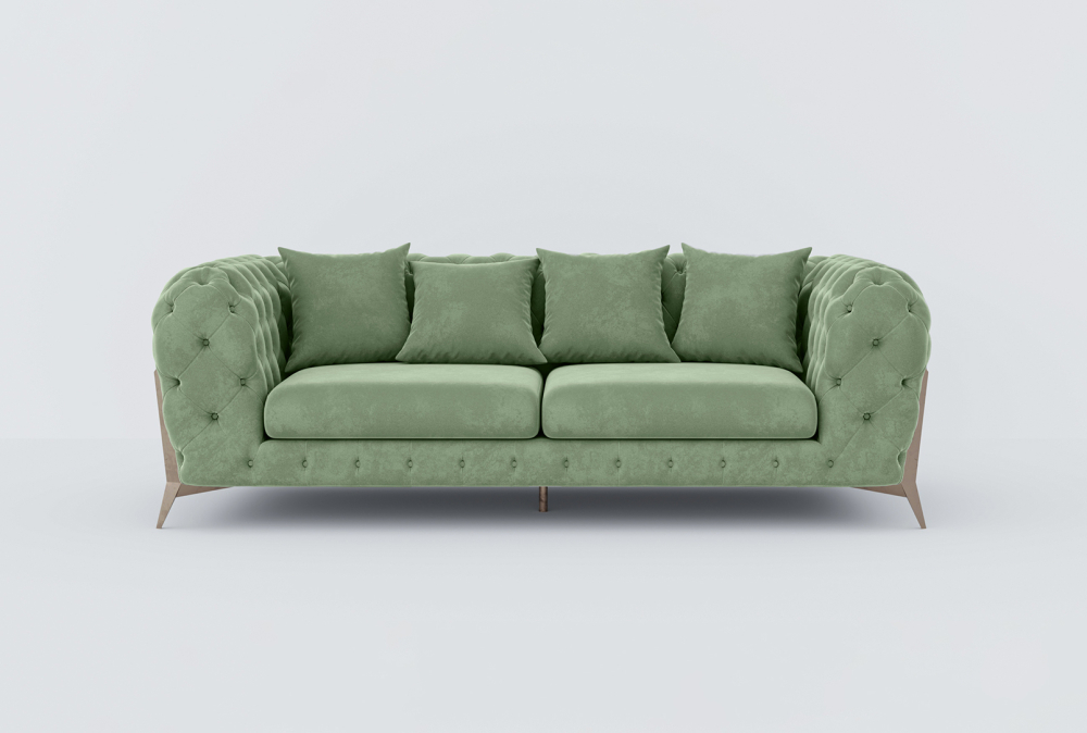 Augsburg Sofa-Velvet-3 Seater -Green