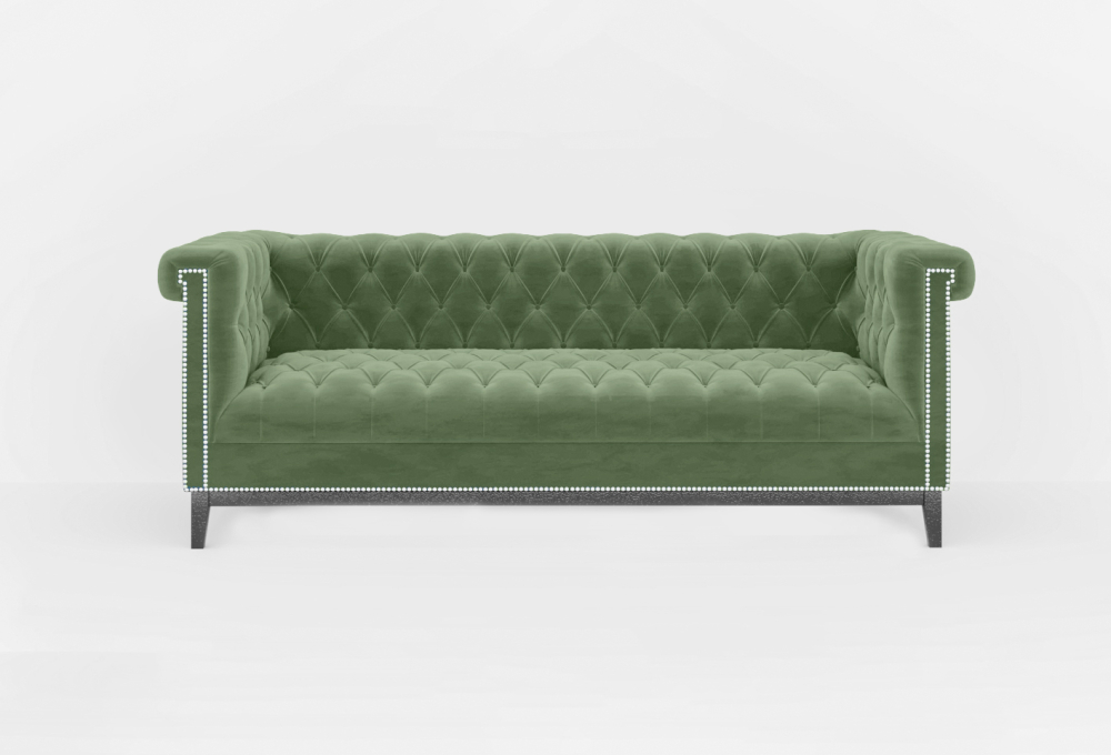 Cambridge Chesterfield 3 Seater Sofa-3 Seater -Velvet-Green