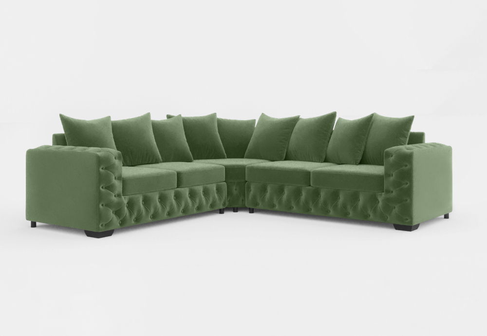 Sheffield Classic Corner Sofa-Velvet-Green