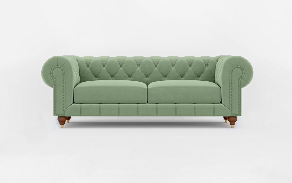 Dumfries Chesterfield Sofa-1 Seater -Velvet-Green
