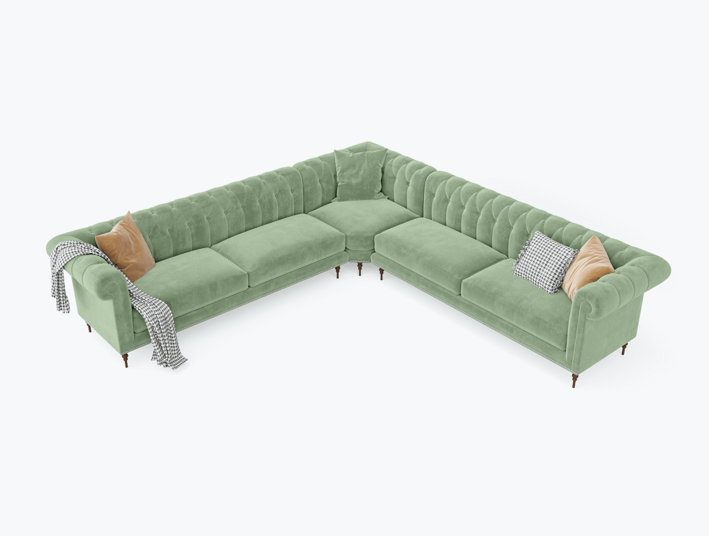 Phoenix corner Sofa-Corner-Velvet-Green