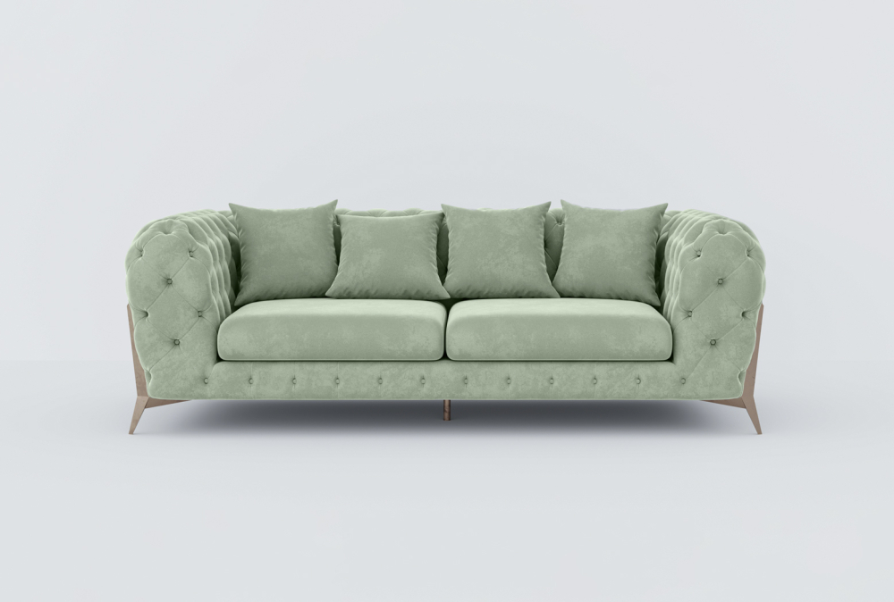 Augsburg Sofa-Velvet-3 Seater -Light Green