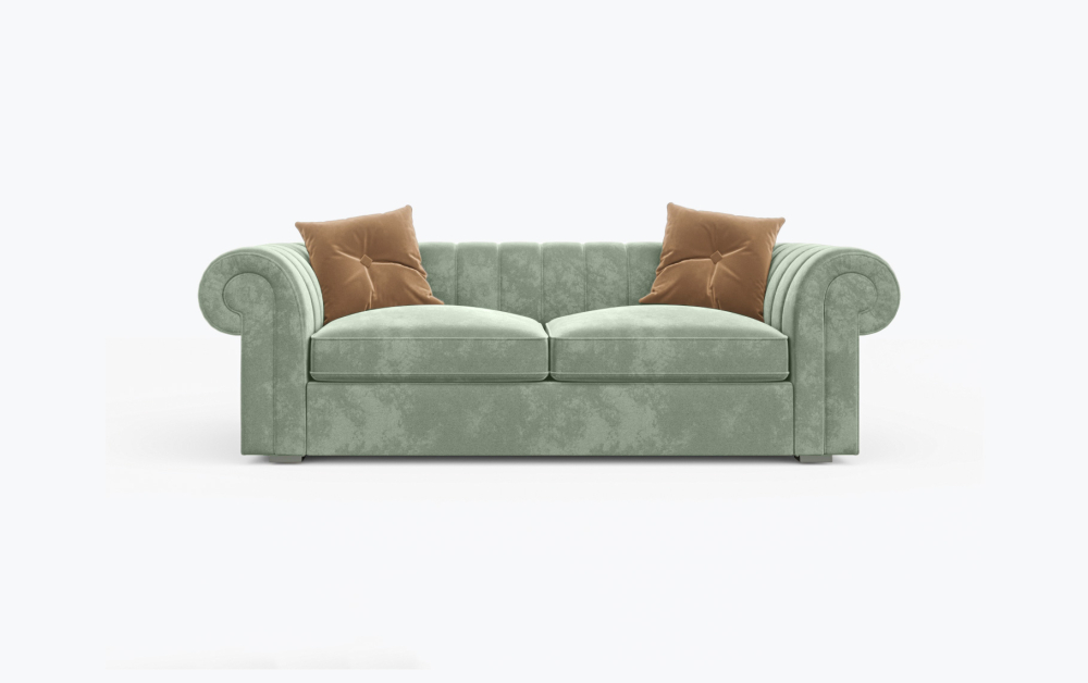Hereford Chesterfield Sofa-3 Seater -Wool-Light Green