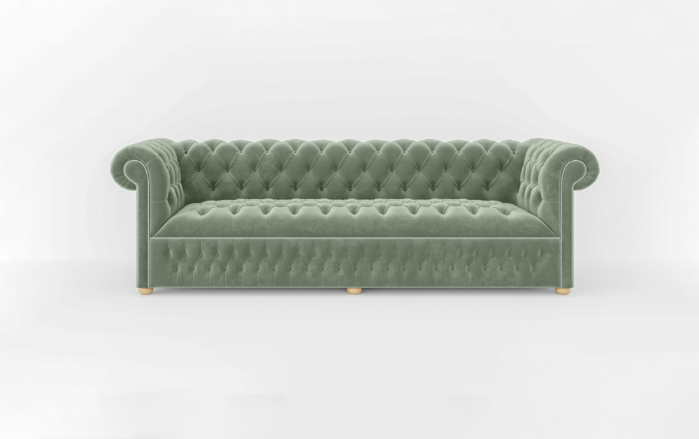Dunstable Green Sofa-Velvet-3 Seater -Light Green