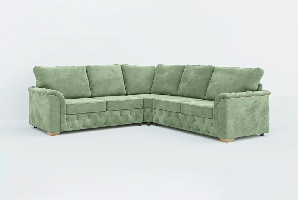 Coventry Corner Big Cushioning Sofa-corner-Velvet-Light Green