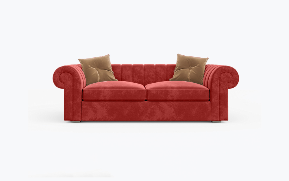 Hereford Chesterfield Sofa-3 Seater -Wool-Maroon