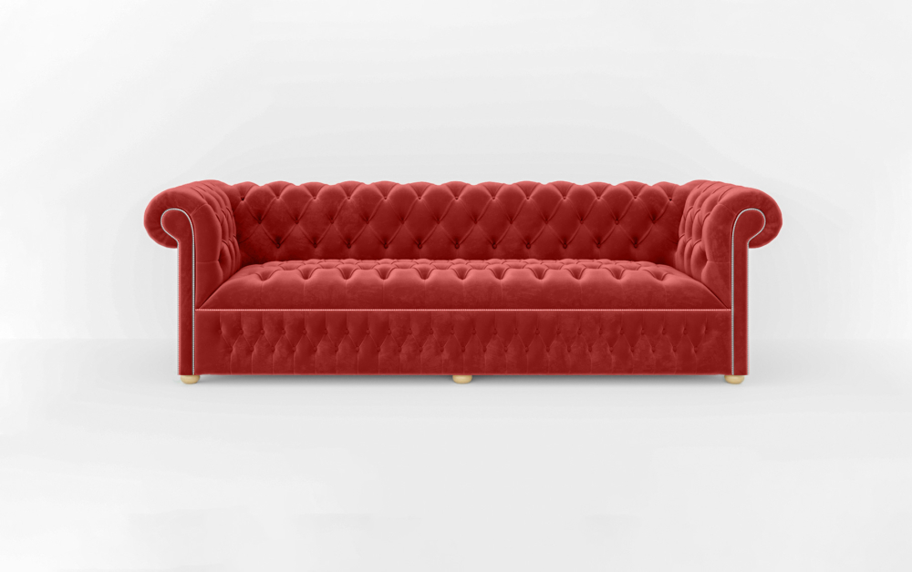 Dustantable Chesterfield 3 Seated Sofa-3 Seater -Velvet-Maroon