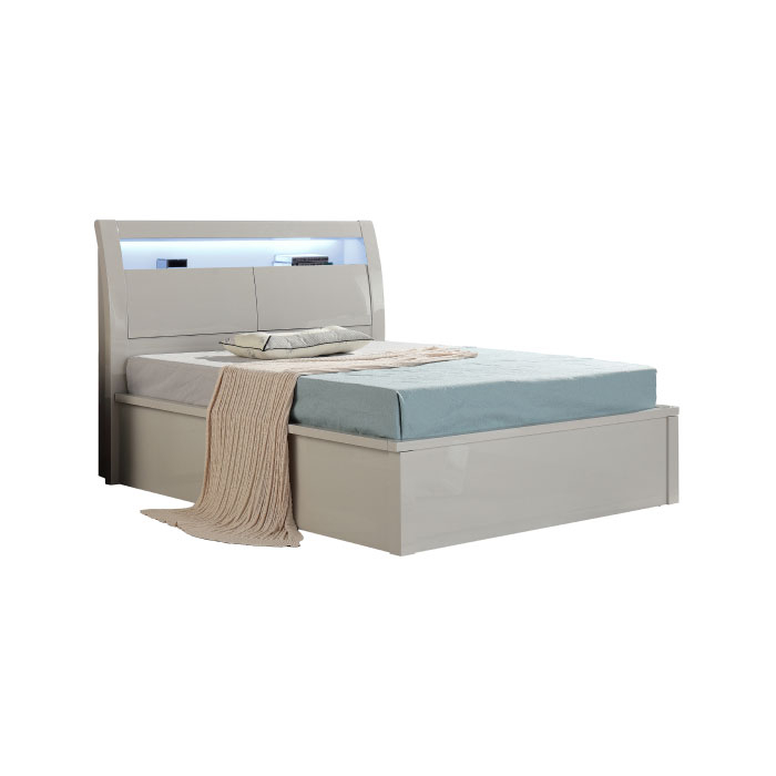 Moscow Glossy Twin Cream Bed-Single-Glossy Light-Grey