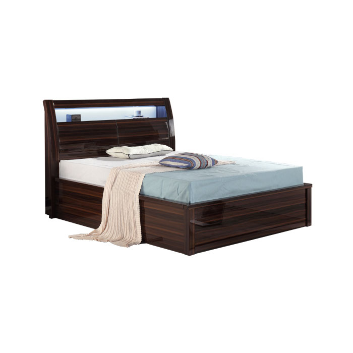 Moscow Glossy White Bed-Single-Glossy Walnut