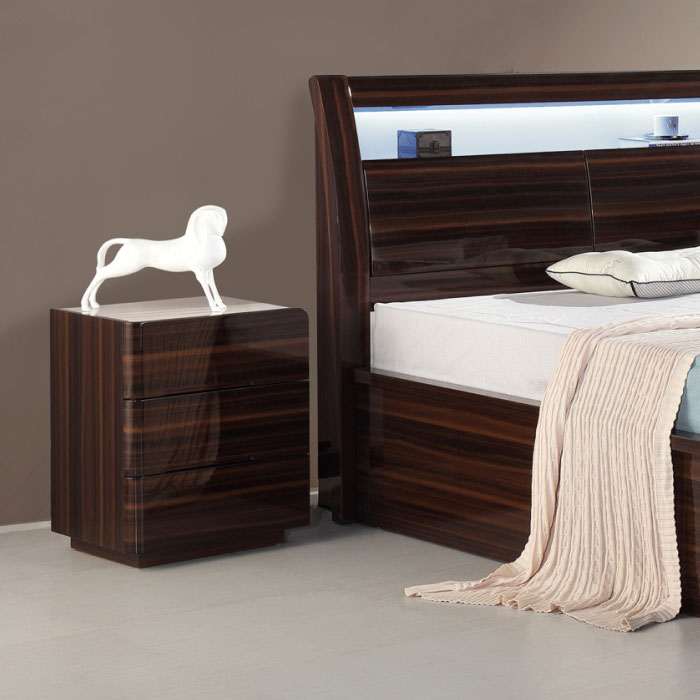 Moscow Glossy Walnut Night Stand