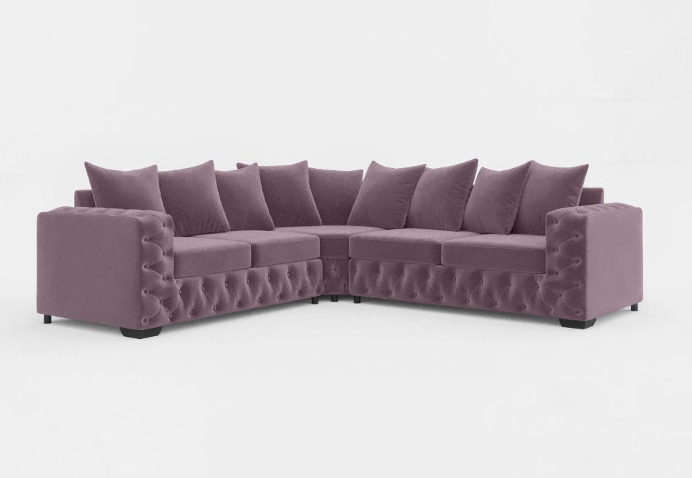 Sheffield Classic Corner Sofa-Velvet-Mauve