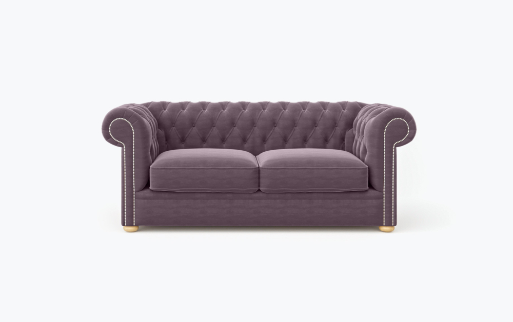 Liverpool Chesterfield Sofa-2 Seater -Wool-Mauve