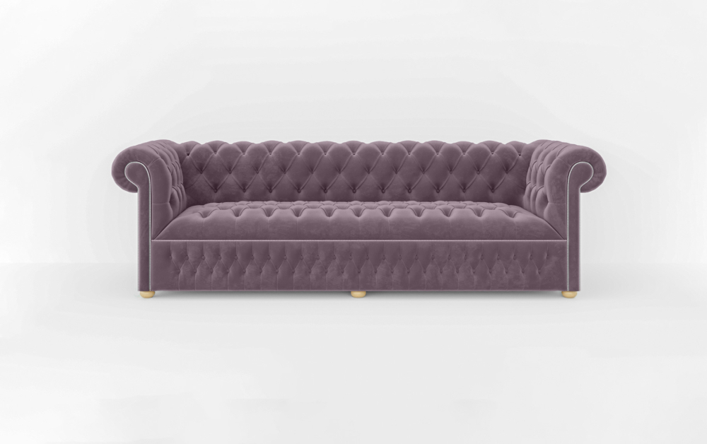 Dustantable Chesterfield 3 Seated Sofa-3 Seater -Velvet-Mauve
