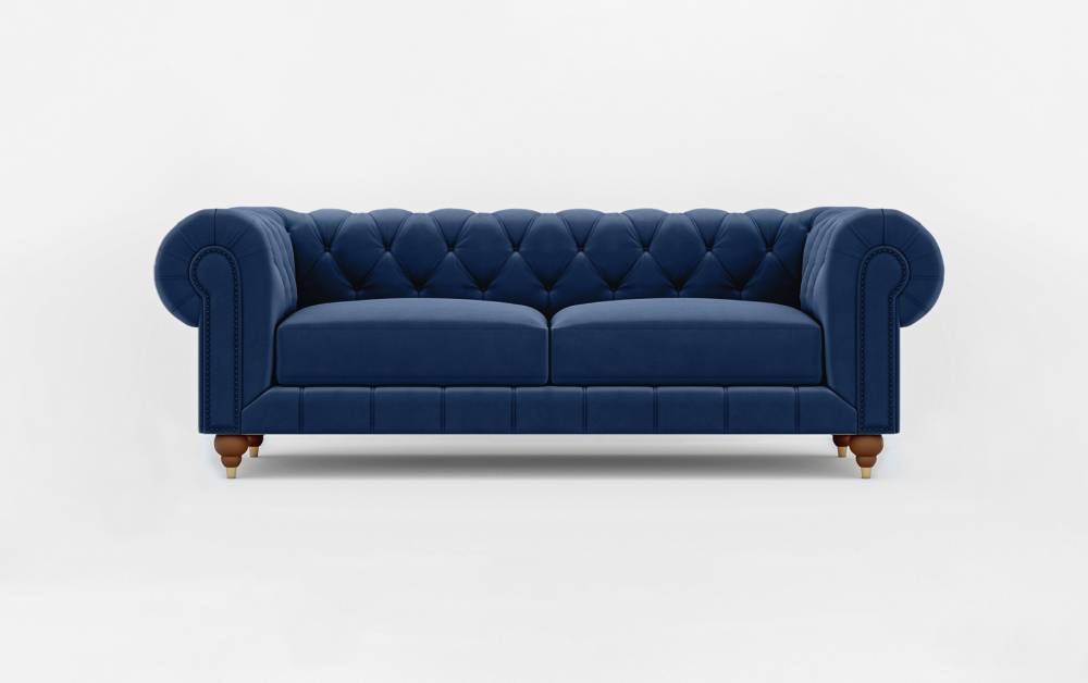 Dumfries Chesterfield Sofa-3 Seater -Velvet-Navy Blue