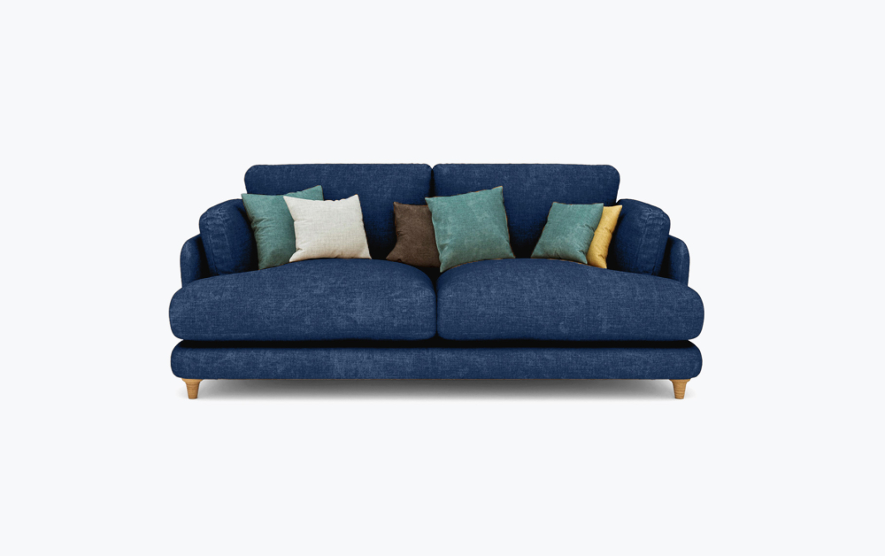 Fleecy Sofa-3 Seater -Velvet-Navy Blue