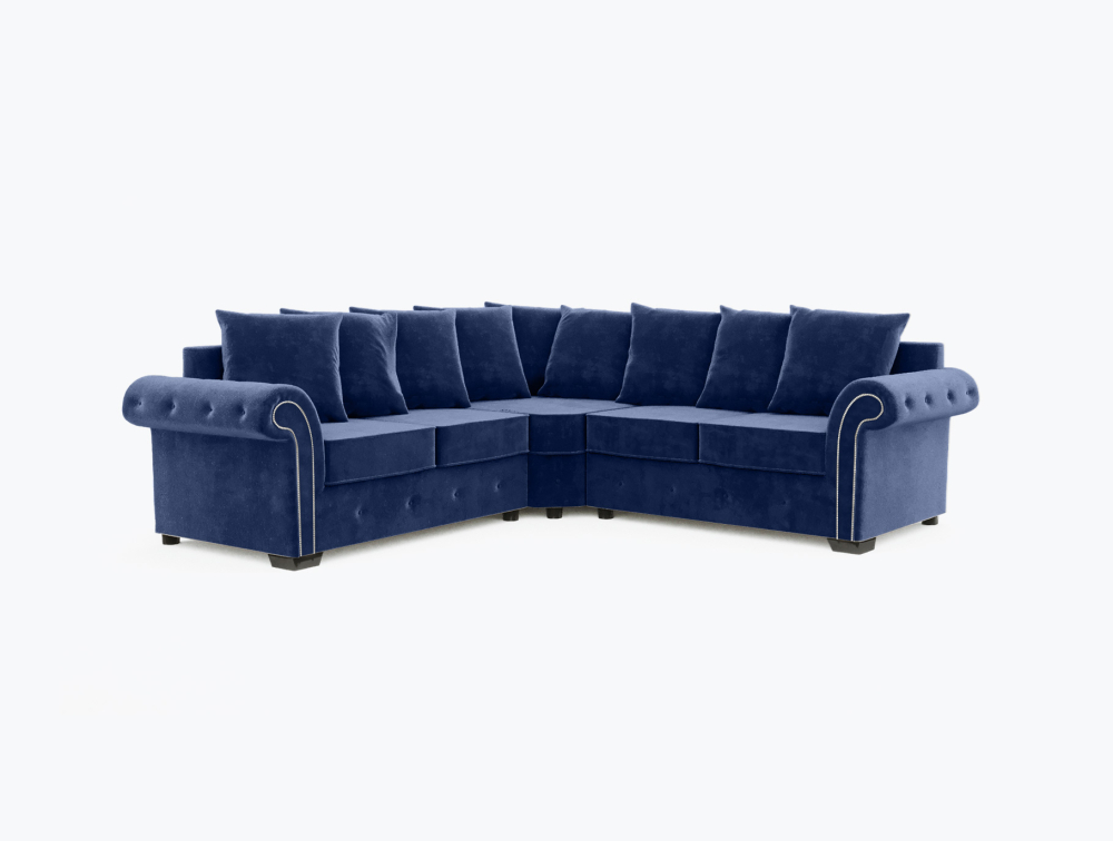 Norwich Sofa-Corner-Velvet-Navy Blue