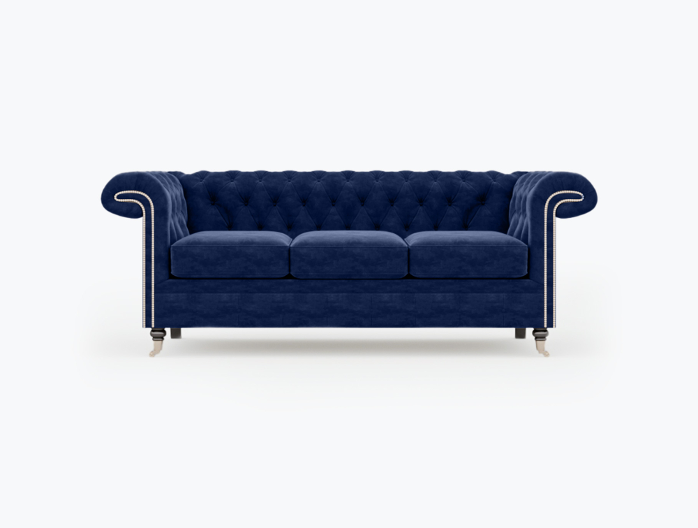 Nottingham Sofa-4 Seater-Velvet-Navy Blue