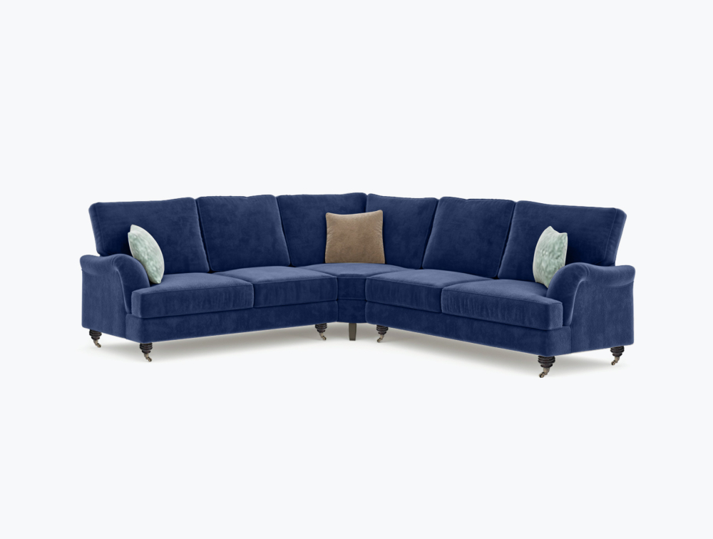 Salford Corner Sofa-Corner-Velvet-Navy Blue