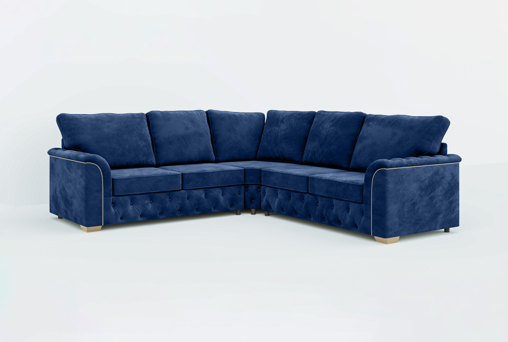 Coventry Corner Big Cushioning Sofa-corner-Velvet-Navy Blue